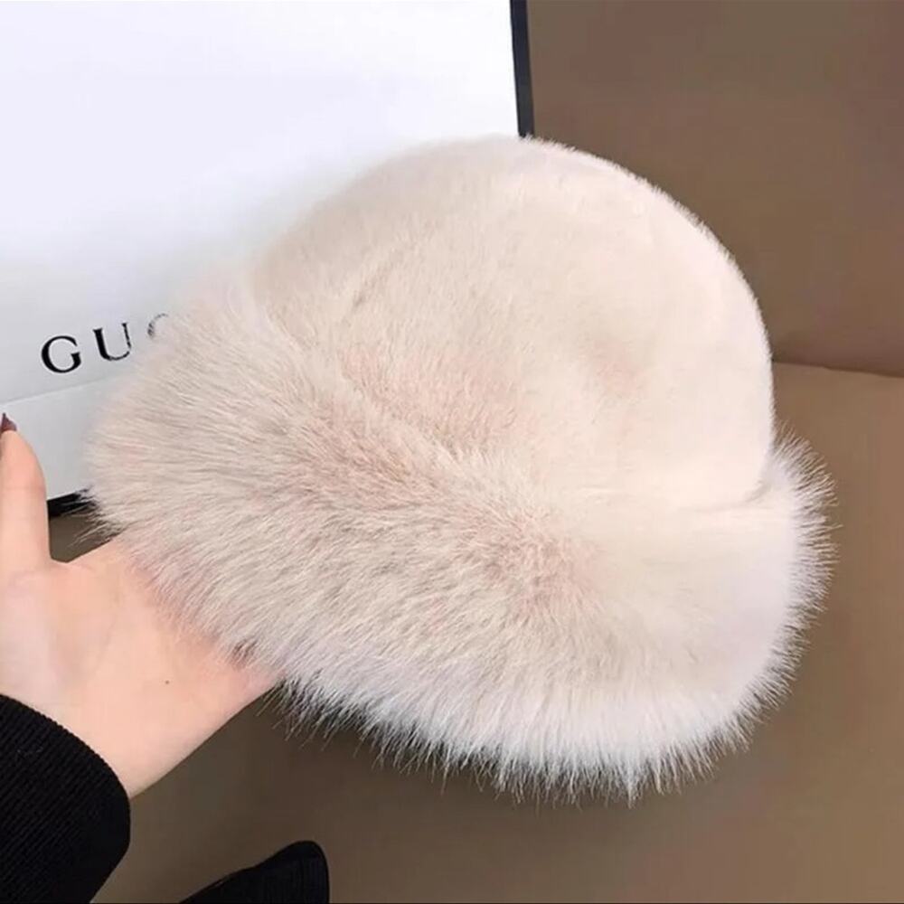Cream Faux Fur Winter Mongolian Hat
